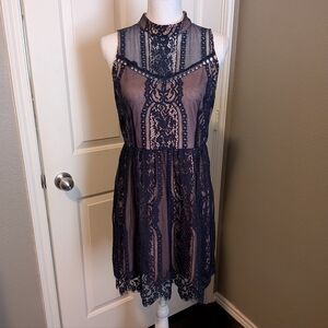 Altar'd State Navy Lace Midi Dress